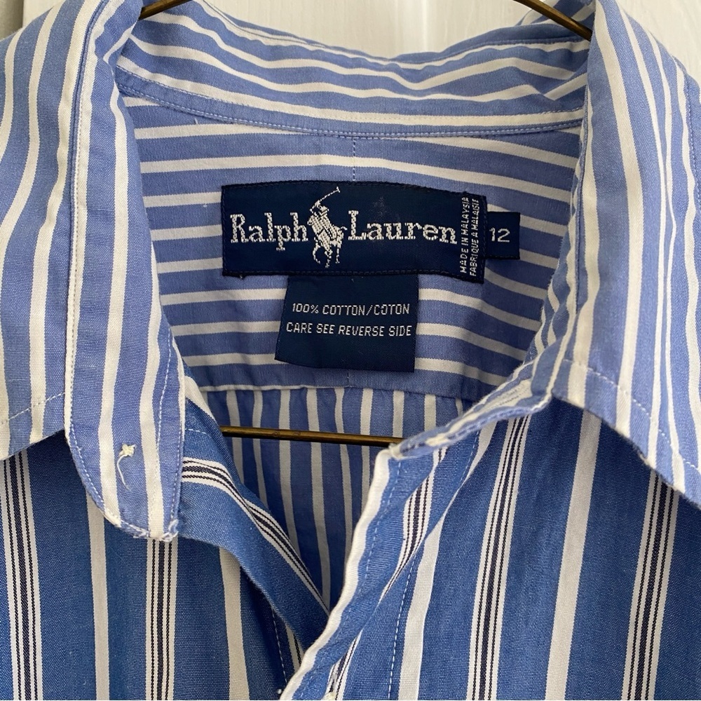 Ralph Lauren Blue Label Striped Button Down Shirt True Vintage 1990s - Picture 12 of 13